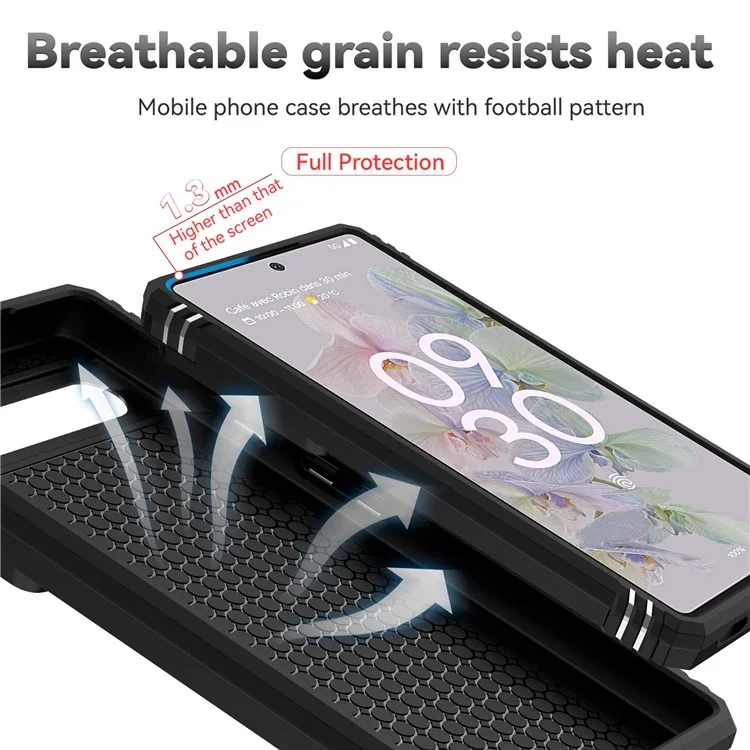 Sturzsichere Rückenschale für Google Pixel 6a, Slidekamerastecker-Design PC + TPU Schutztelefonhülle mit Metallring-Ständer - Schwarz