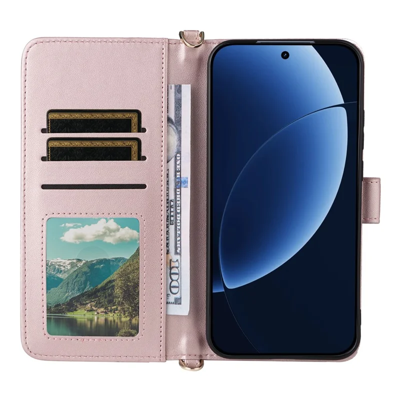 Funda de Cuero para Realme GT 8 Pro 5G con Soporte y Correa para el Hombro/Muñeca - Rosa