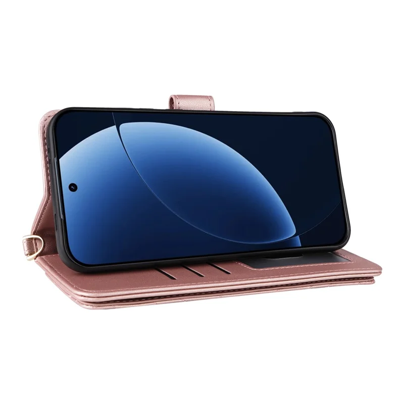 Funda de Cuero para Realme GT 8 Pro 5G con Soporte y Correa para el Hombro/Muñeca - Rosa