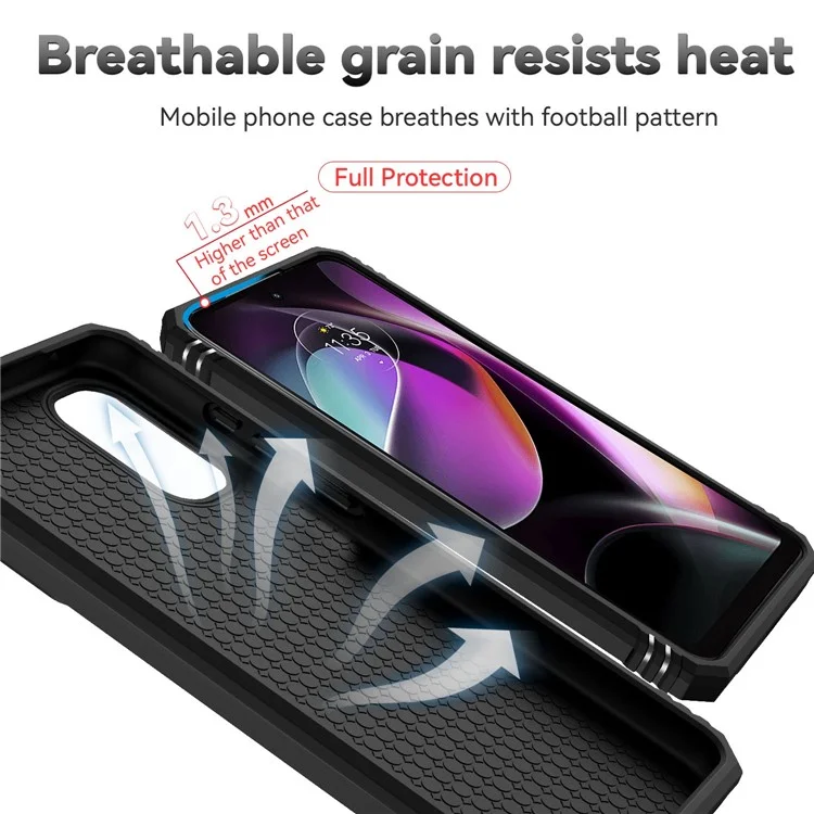 Para Motorola Edge (2022) 5G Slide Camera Lid Design PC + TPU Protective Phone Cover Drop-proof Back Case with Metal Ring Kickstand - Black