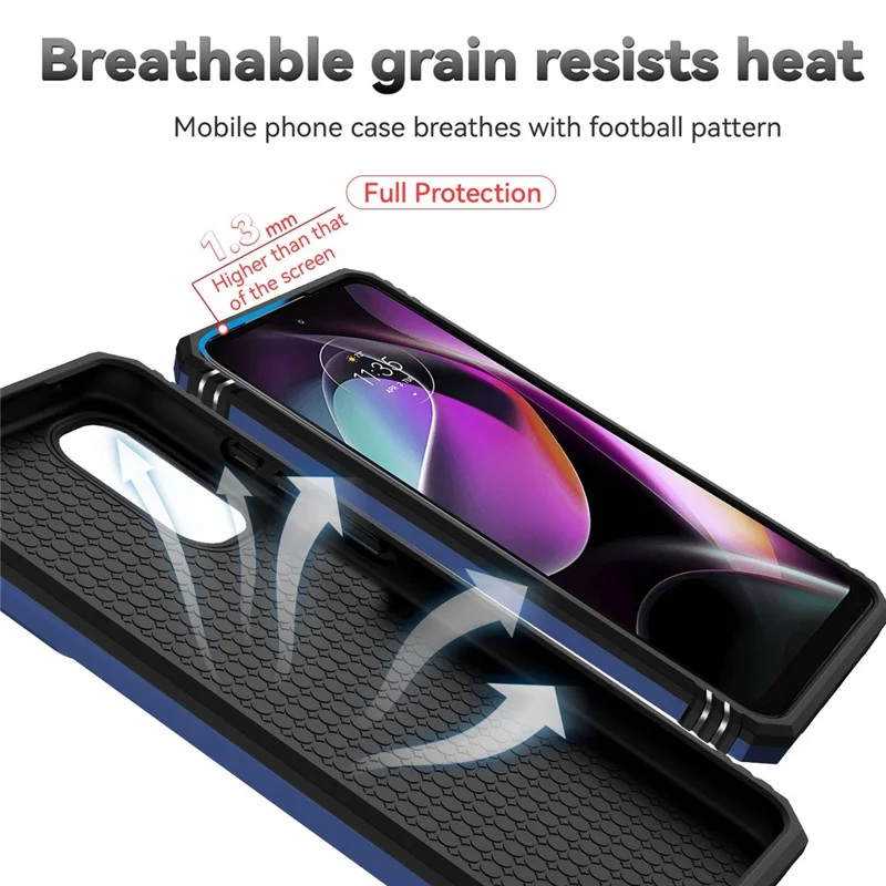 For Motorola Edge (2022) 5G Slide Camera Lid Design PC + TPU Protective Phone Cover Drop-proof Back Case with Metal Ring Kickstand - Blue