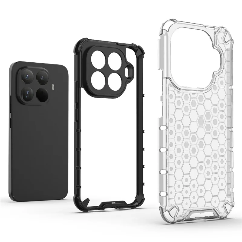 Funda Xiaomi 15T Pro de PC + TPU, Cubierta de teléfono con forma de panal - Gris