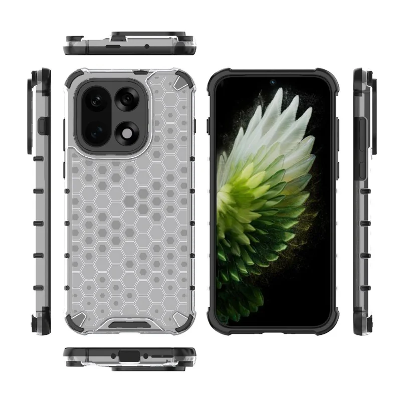 Hoesje voor OnePlus 15 5G PC + TPU telefoonhoesje met zeshoekig patroon - Grijs