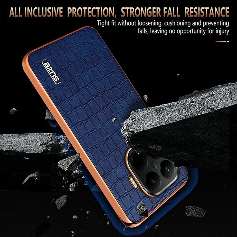 AZNS For Xiaomi 15T Pro Case Electroplating Crocodile Texture PU + TPU Phone Cover - Black