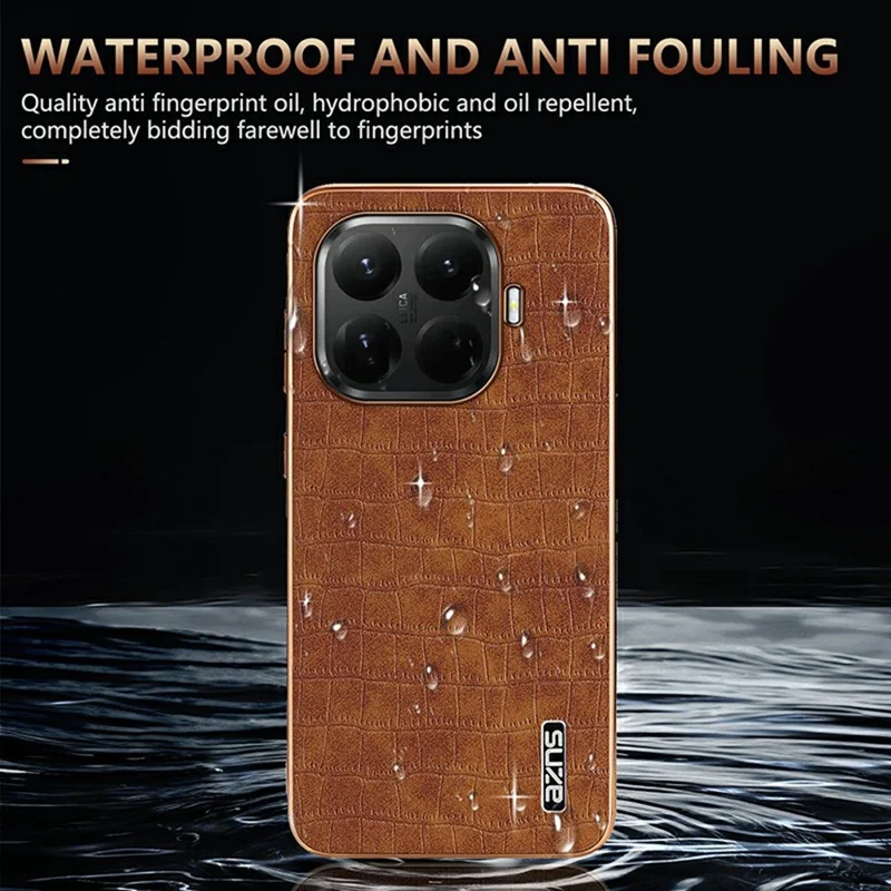 AZNS For Xiaomi 15T Pro Case Electroplating Crocodile Texture PU + TPU Phone Cover - Black