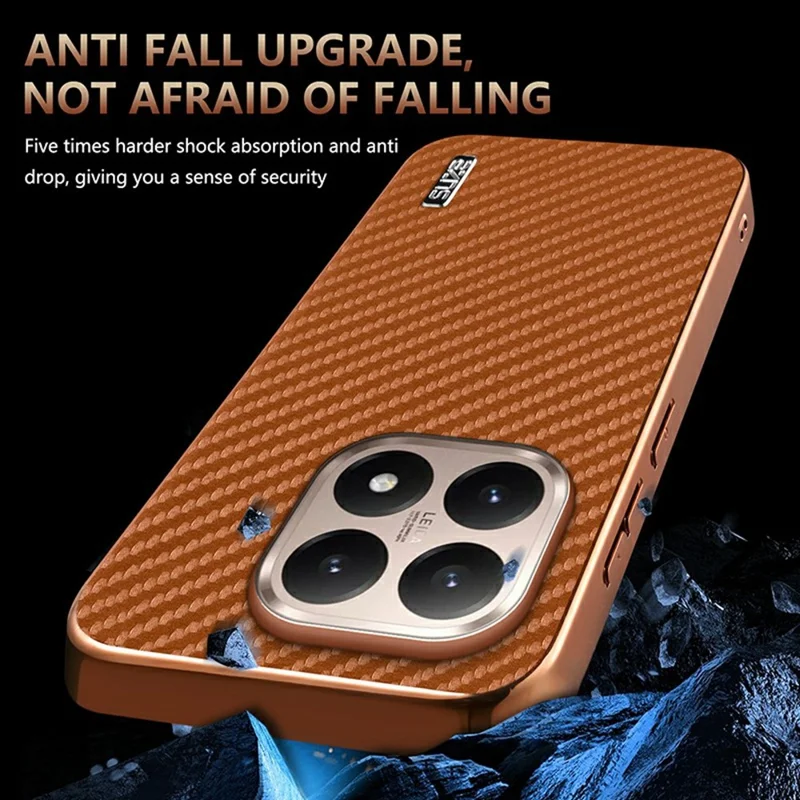 AZNS For Xiaomi 15T Case Electroplating Carbon Fiber Texture PU + TPU Phone Cover - Black