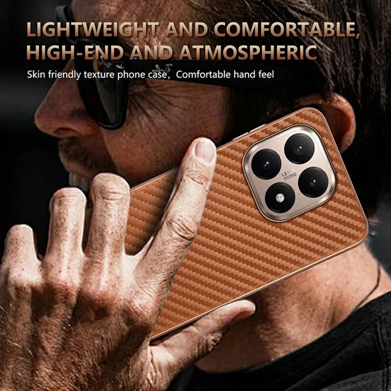 AZNS For Xiaomi 15T Case Electroplating Carbon Fiber Texture PU + TPU Phone Cover - Black