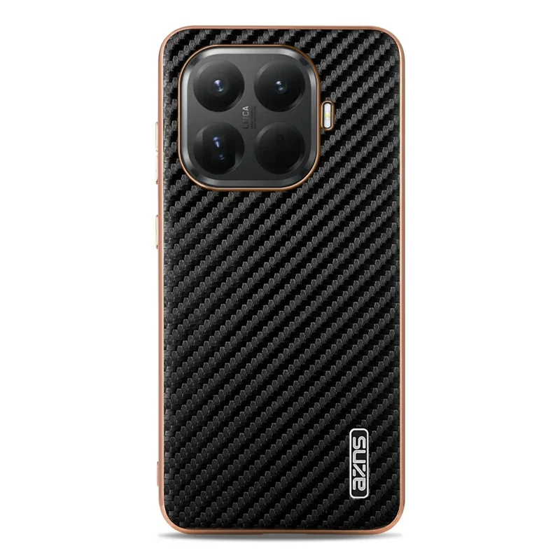 AZNS voor Xiaomi 15T Pro hoesje, elektrolytisch gekleurd koolstofvezelstructuur PU + TPU telefoonhoes - Zwart