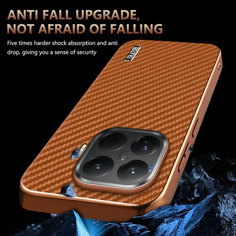 AZNS voor Xiaomi 15T Pro hoesje, elektrolytisch gekleurd koolstofvezelstructuur PU + TPU telefoonhoes - Zwart