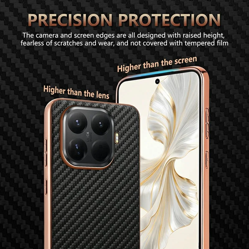 AZNS voor Xiaomi 15T Pro hoesje, elektrolytisch gekleurd koolstofvezelstructuur PU + TPU telefoonhoes - Zwart