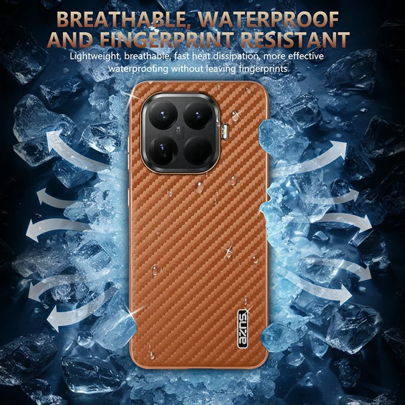 AZNS voor Xiaomi 15T Pro hoesje, elektrolytisch gekleurd koolstofvezelstructuur PU + TPU telefoonhoes - Zwart