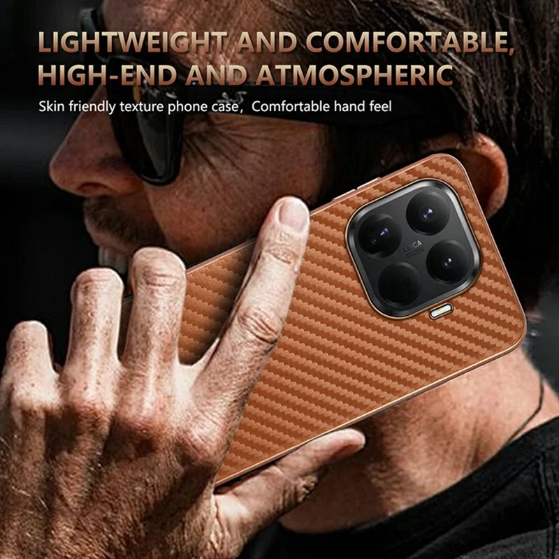 AZNS voor Xiaomi 15T Pro hoesje, elektrolytisch gekleurd koolstofvezelstructuur PU + TPU telefoonhoes - Zwart