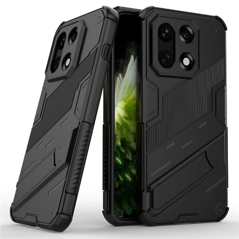 For OnePlus 15 5G Case PC + TPU Shockproof Phone Cover with Kickstand - Black