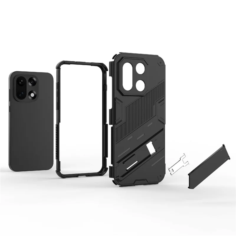 For OnePlus 15 5G Case PC + TPU Shockproof Phone Cover with Kickstand - Black