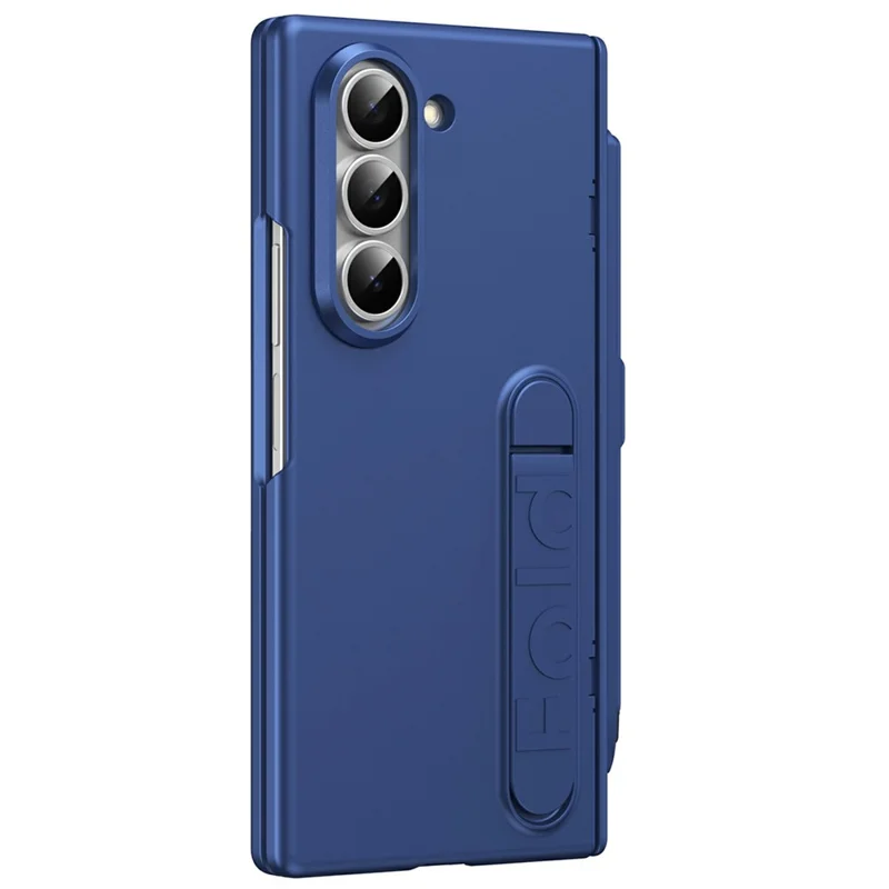 For Samsung Galaxy Z Fold5 5G Case Kickstand Hard PC Phone Cover with Tempered Glass Film / Stylus / Pen Slot - Sapphire