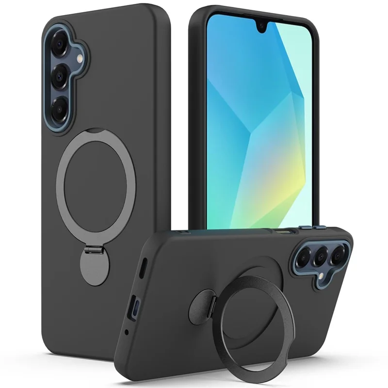Obudowa do Samsung Galaxy A16 5G / 4G z kompatybilnością z MagSafe, obracającym się metalowym uchwytem, tylna pokrywa TPU + PC - Czarny