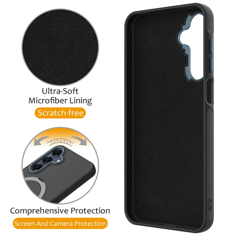 Obudowa do Samsung Galaxy A16 5G / 4G z kompatybilnością z MagSafe, obracającym się metalowym uchwytem, tylna pokrywa TPU + PC - Czarny