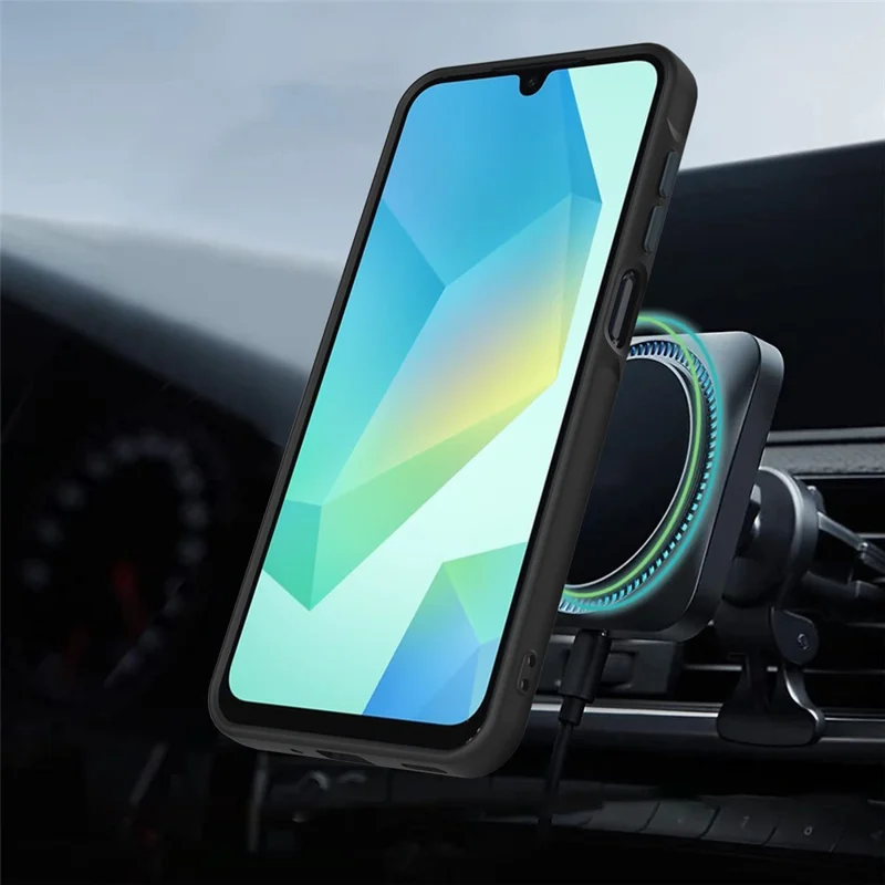 Obudowa do Samsung Galaxy A16 5G / 4G z kompatybilnością z MagSafe, obracającym się metalowym uchwytem, tylna pokrywa TPU + PC - Czarny