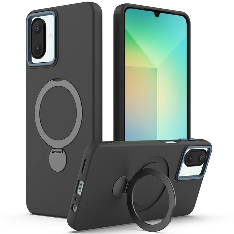 Phone Case For Samsung Galaxy M07 4G  /  A07 4G  /  F07 4G Magnetic Case Rotating Ring Kickstand TPU + PC Back Cover - Black