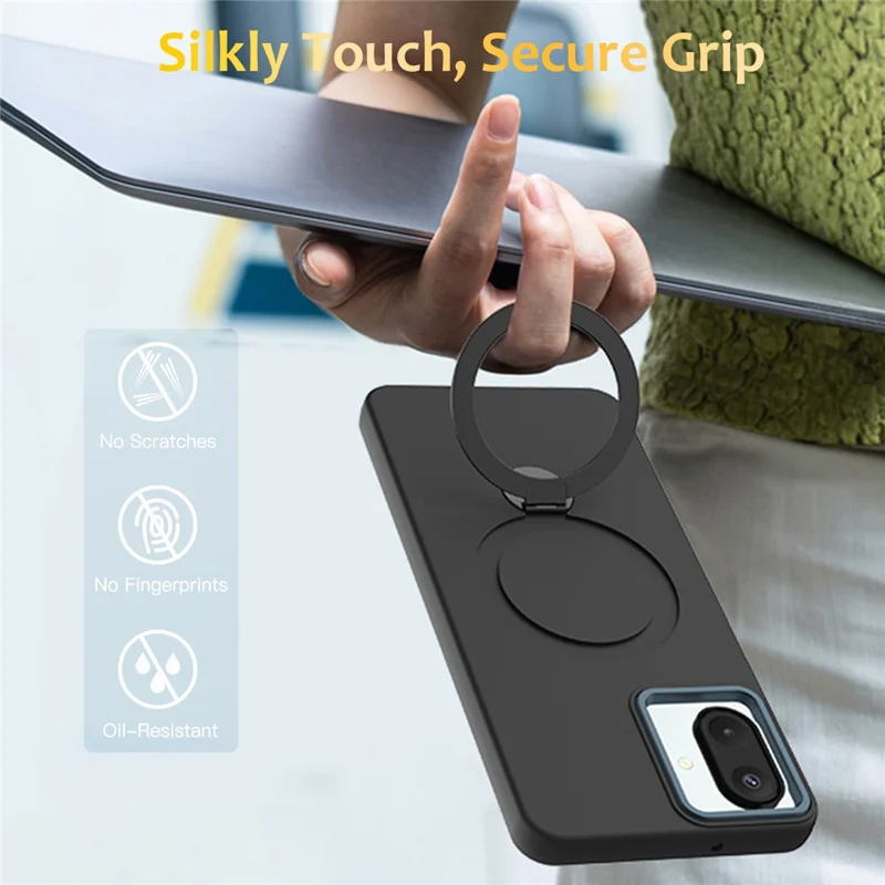 Phone Case For Samsung Galaxy M07 4G  /  A07 4G  /  F07 4G Magnetic Case Rotating Ring Kickstand TPU + PC Back Cover - Black