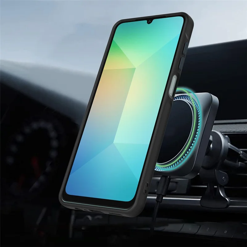 Phone Case For Samsung Galaxy M07 4G  /  A07 4G  /  F07 4G Magnetic Case Rotating Ring Kickstand TPU + PC Back Cover - Black