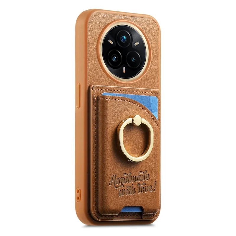 Voor Realme 14 Pro 5G hoesje met kaarthouder, strassringhouder, standaard, lederen achterkant telefoonhoes - Bruin