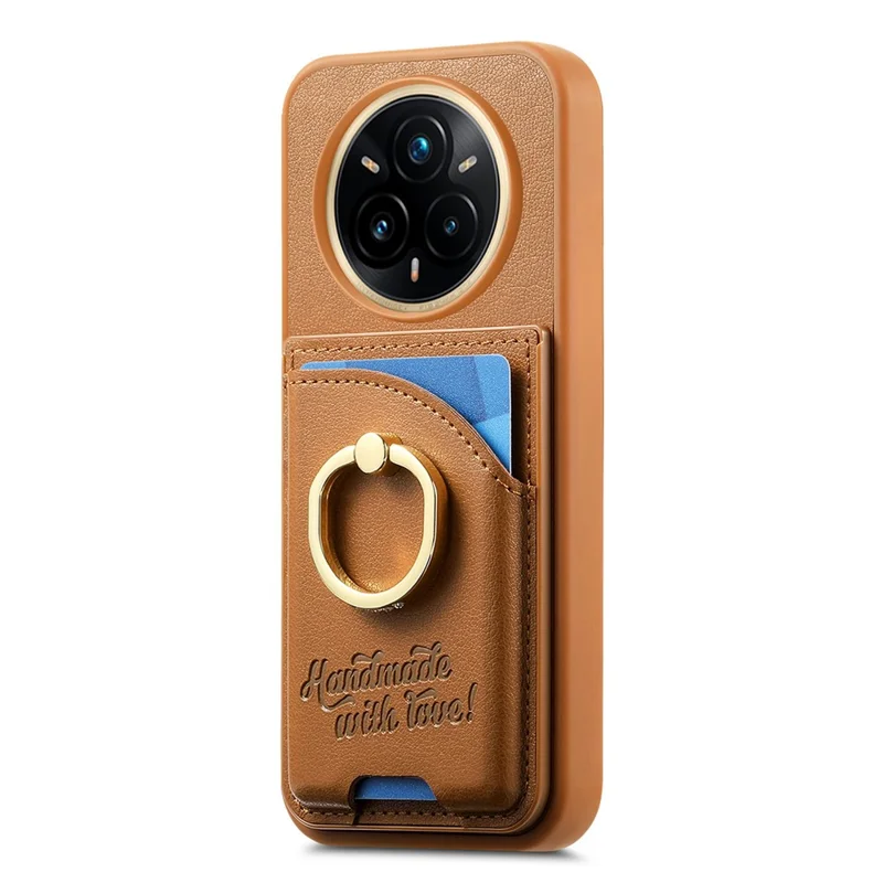 Voor Realme 14 Pro 5G hoesje met kaarthouder, strassringhouder, standaard, lederen achterkant telefoonhoes - Bruin