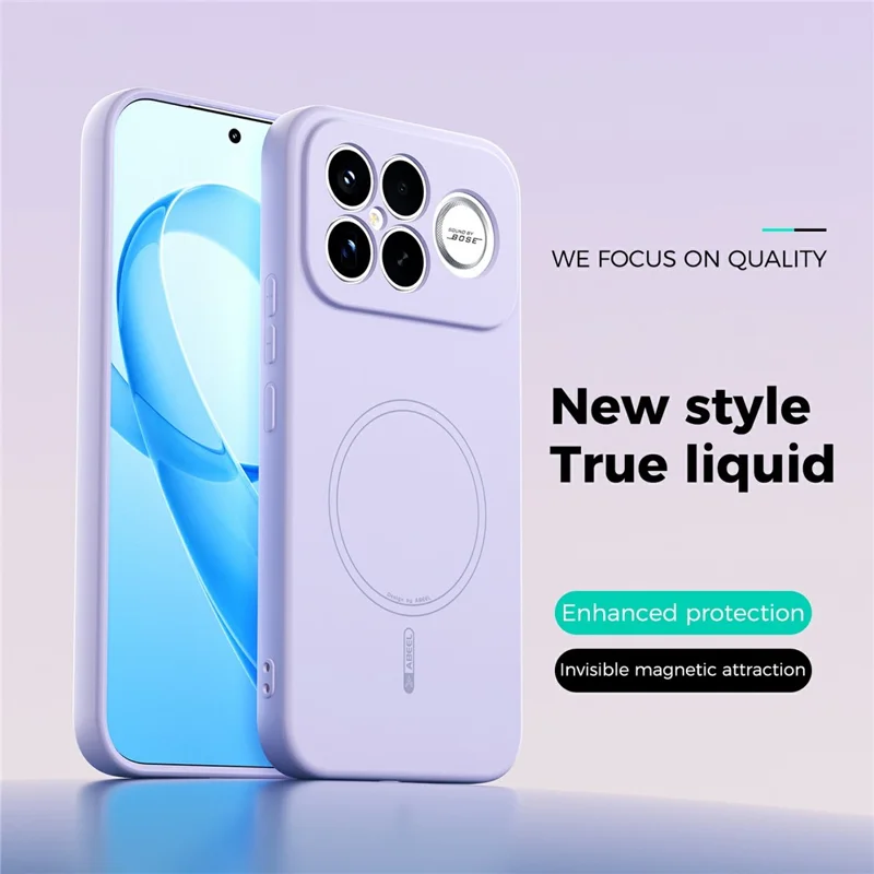 ABEEL Para Xiaomi Redmi K90 Pro Max 5G Capa Compatível com MagSafe Pele Toque Líquido Silicone Capa Traseira do Telefone - Roxo