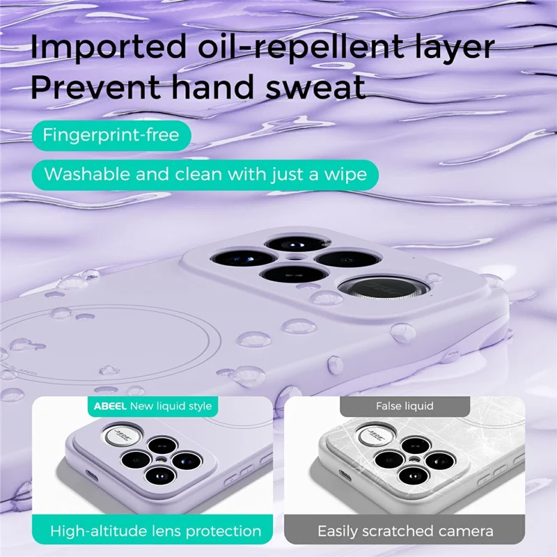 ABEEL Para Xiaomi Redmi K90 Pro Max 5G Capa Compatível com MagSafe Pele Toque Líquido Silicone Capa Traseira do Telefone - Roxo