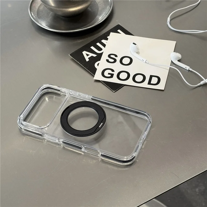 Coque transparente compatible avec iPhone 17 Pro avec MagSafe, étui de protection en TPU et PC avec support, film de protection d'écran inclus - Noir