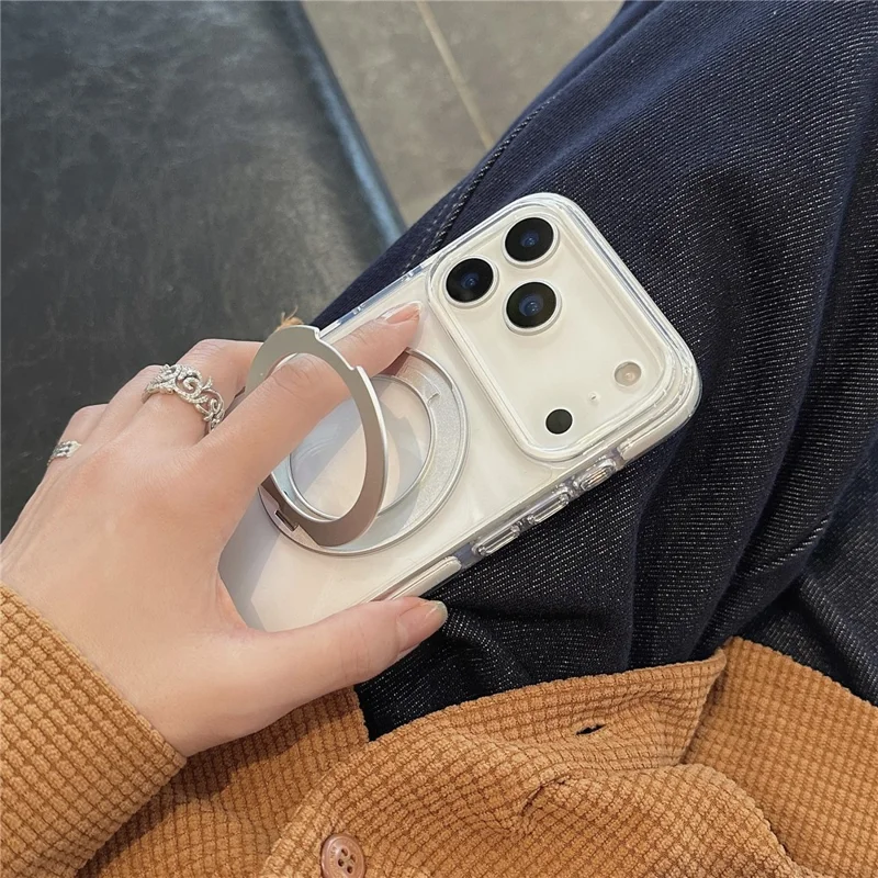 Coque transparente compatible avec iPhone 17 Pro avec MagSafe, étui de protection en TPU et PC avec support, film de protection d'écran inclus - Noir