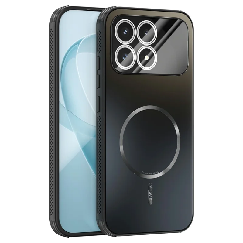 ABEEL Para Xiaomi Redmi K90 5G Capa Compatível com MagSafe Capa Traseira de Telefone Mate de Resfriamento de PC TPU com Filme de Lente - Preto