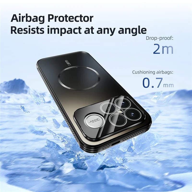 ABEEL Para Xiaomi Redmi K90 5G Capa Compatível com MagSafe Capa Traseira de Telefone Mate de Resfriamento de PC TPU com Filme de Lente - Preto