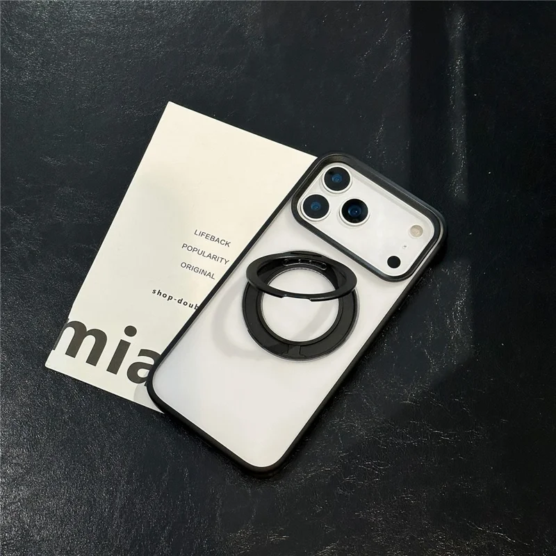 Capa com Suporte para iPhone 17 Pro Max Compatível com MagSafe, Capa de Silicone Acrílico PC Fosca com Película de Tela - Laranja