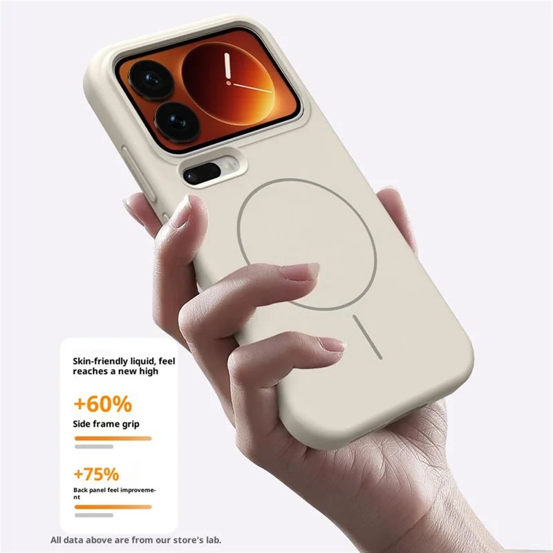 For Xiaomi 17 Pro Max Liquid Silicone Case Magnetic Case Shockproof Phone Cover with Screen Protector - Antique White