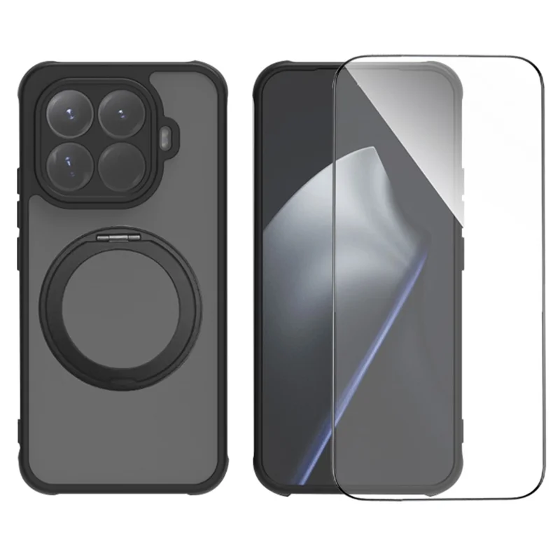 Étui avec béquille pour iPhone 17 Pro Compatible avec MagSafe, Coque en Silicone Acrylique PC Mat avec Film de Protection d'Écran - Blanc