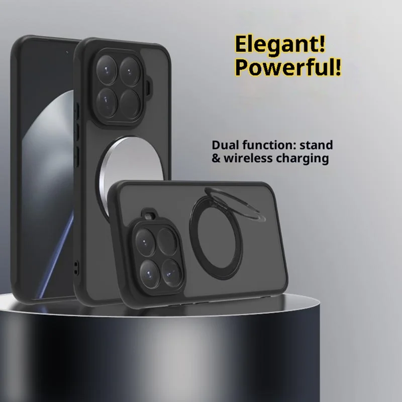 Étui avec béquille pour iPhone 17 Pro Compatible avec MagSafe, Coque en Silicone Acrylique PC Mat avec Film de Protection d'Écran - Blanc