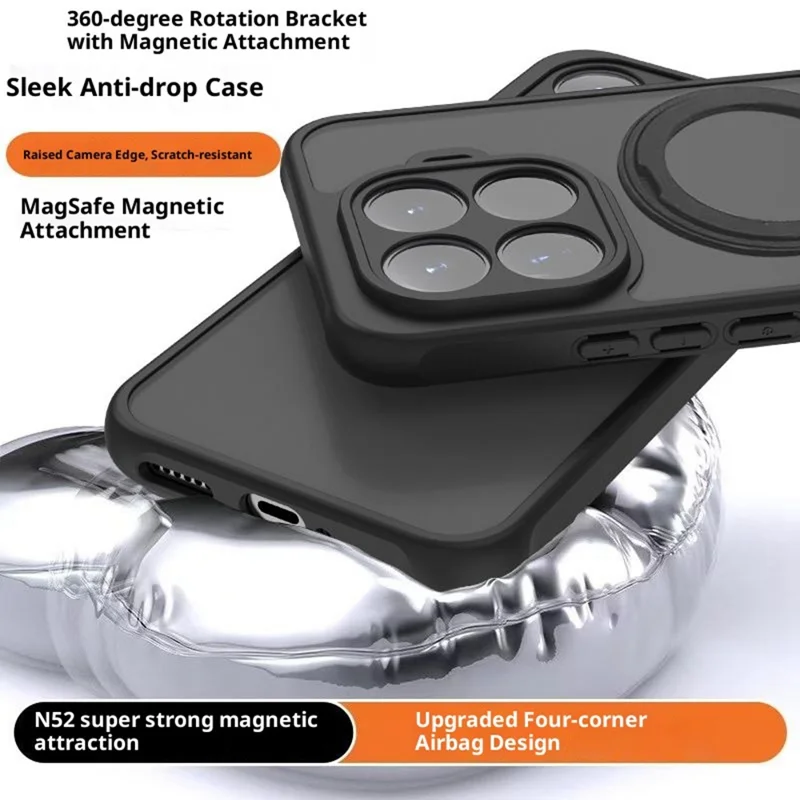 Étui avec béquille pour iPhone 17 Pro Compatible avec MagSafe, Coque en Silicone Acrylique PC Mat avec Film de Protection d'Écran - Blanc