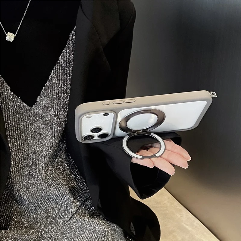 Чехол-подставка для iPhone 17 Pro Max с ремешком / Совместимый с MagSafe чехол из ТПУ и акрила для телефона - Черный