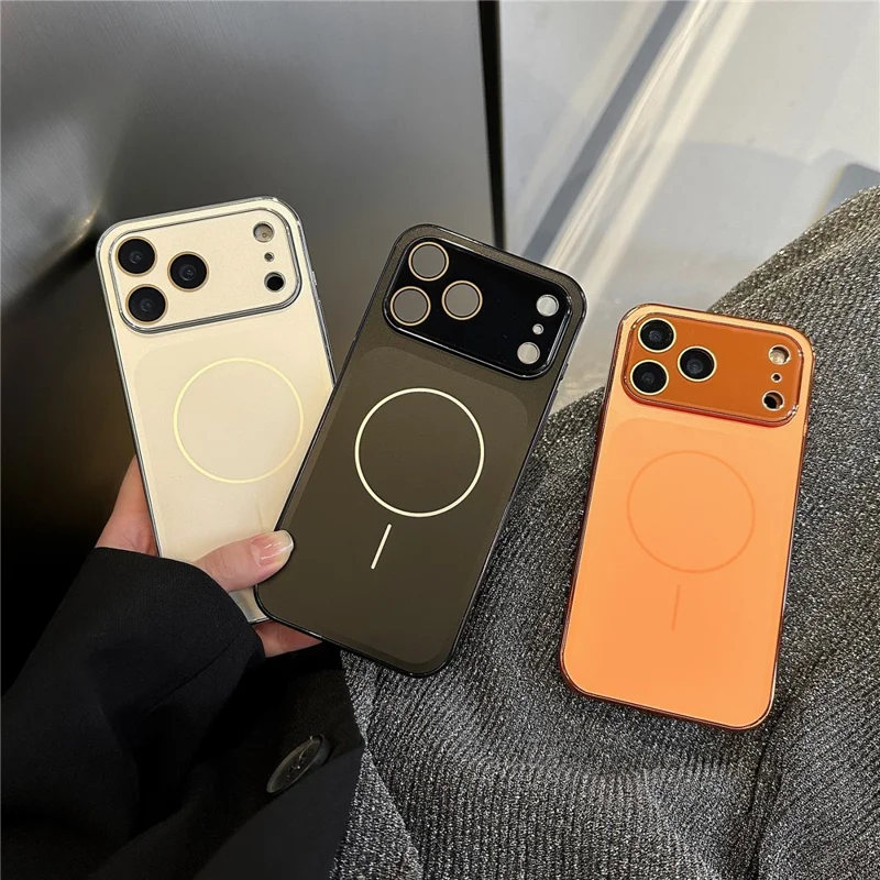 Capa Fosca Compatível com iPhone 17 Pro com MagSafe Capa de Telefone de PC Acrílico com Película de Tela - Branco