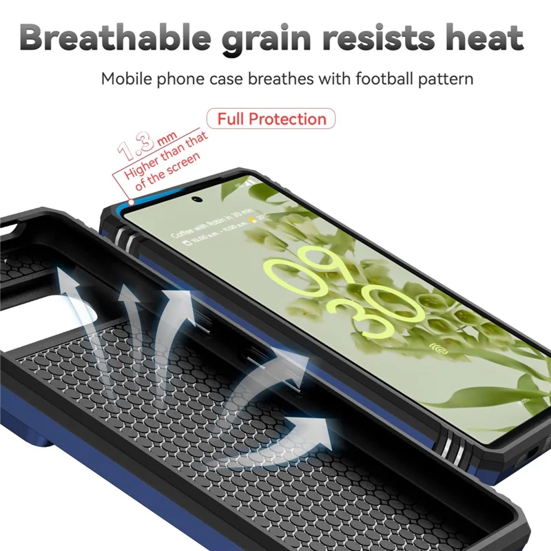 For Google Pixel 7 5G Drop-proof Protective Cover Metal Ring Kickstand PC + TPU Phone Back Case with Slide Camera Protector - Blue