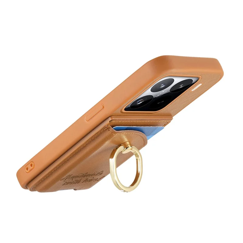 Custodia Xiaomi 15 Pro Porta Carte Supporto Anello Diamante Supporto Kickstand Custodia in Pelle - Marrone