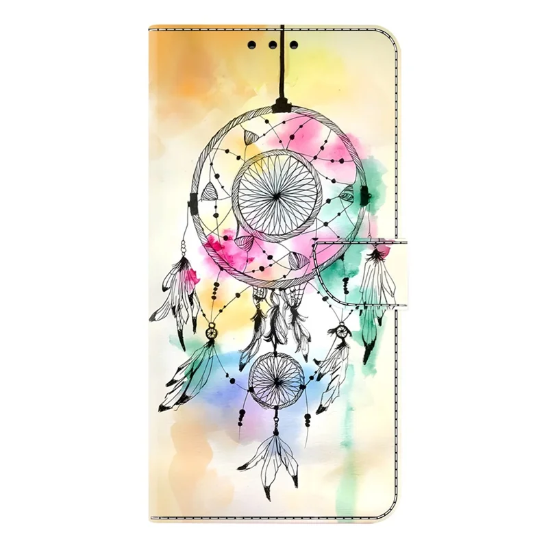 For iPhone Air Case Foldable Stand Wallet Pattern Printing PU Leather Flip Phone Cover - Ink Feather Dreamcatcher