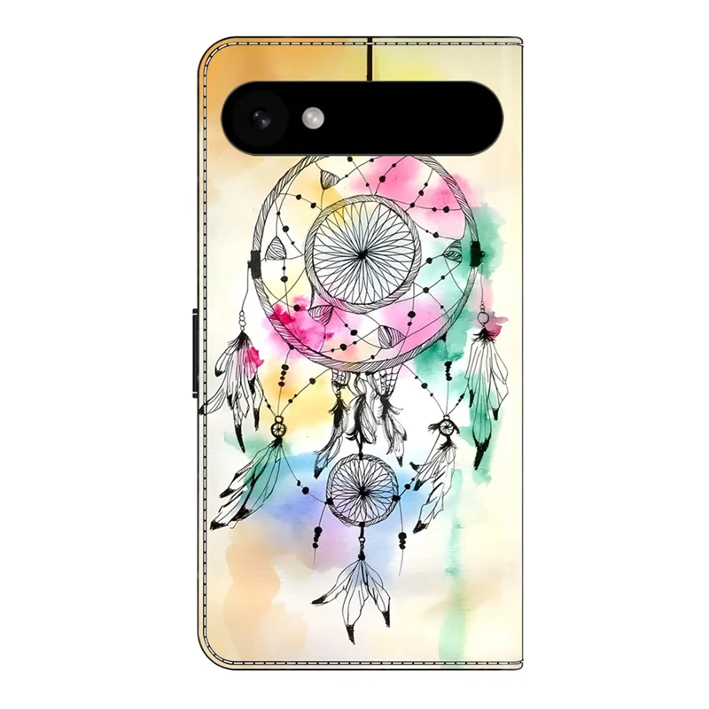 For iPhone Air Case Foldable Stand Wallet Pattern Printing PU Leather Flip Phone Cover - Ink Feather Dreamcatcher