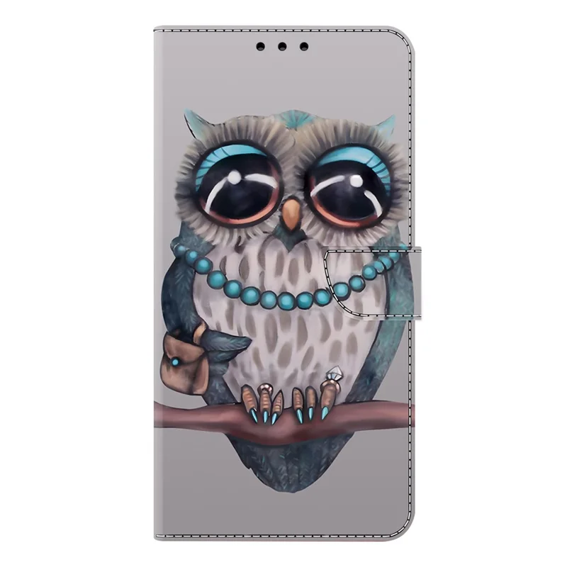For iPhone 17 Pro Max Case Foldable Stand Wallet Pattern Printing PU Leather Flip Phone Cover - Necklace Owl