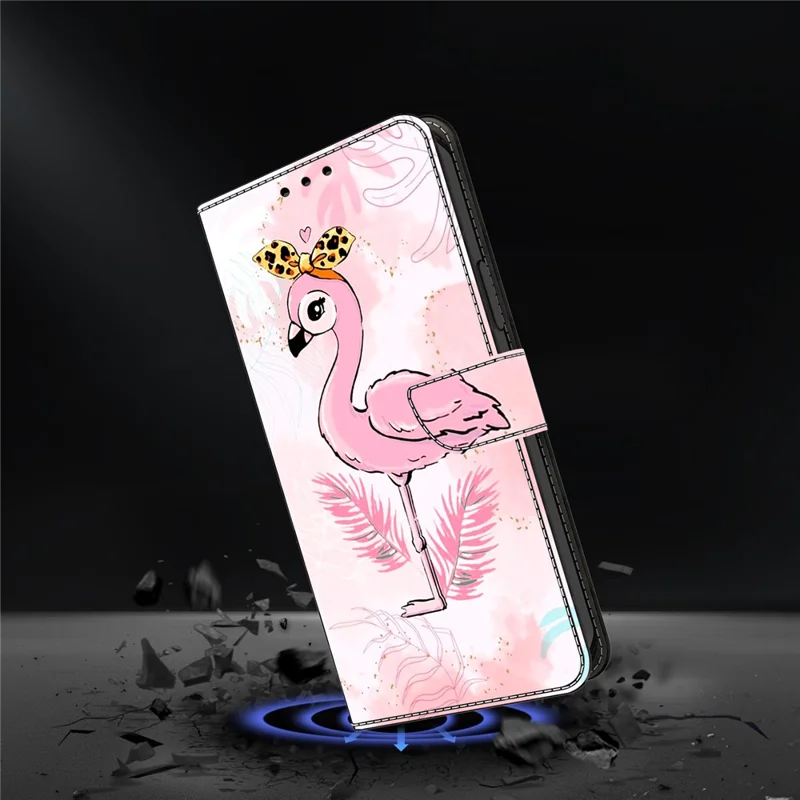 Per Samsung Galaxy A07 4G Custodia Pieghevole Stand Portafoglio Stampa Motivo Pelle PU Flip Cover per Telefono - Uccello Rosa