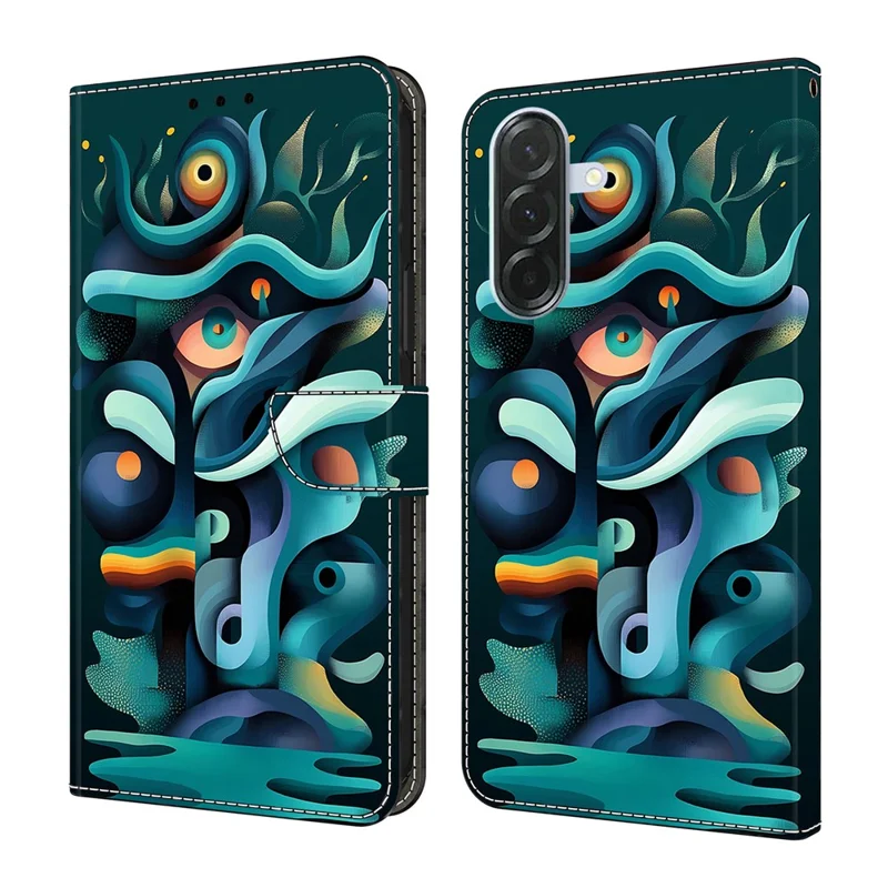 For Samsung Galaxy A26 5G Case Foldable Stand Wallet Pattern Printing PU Leather Flip Phone Cover - Graffiti Green Shadow