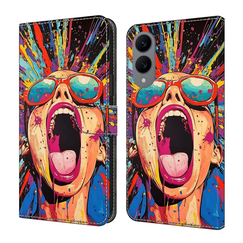 Custodia per Samsung Galaxy S25 Edge Pieghevole Stand Portafoglio Stampa Modello Pelle PU Flip Cover per Telefono - Graffiti Urlo