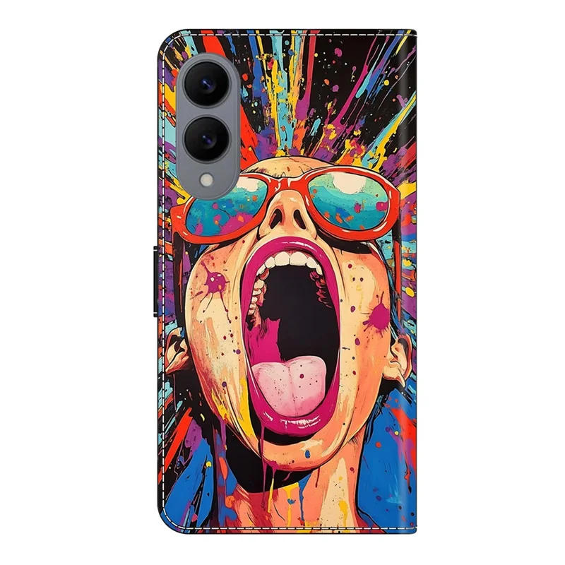Custodia per Samsung Galaxy S25 Edge Pieghevole Stand Portafoglio Stampa Modello Pelle PU Flip Cover per Telefono - Graffiti Urlo