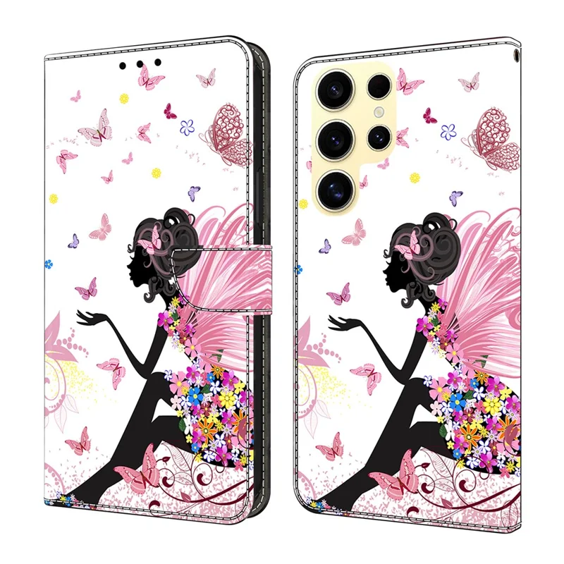 Voor Samsung Galaxy S26 Ultra Hoesje Vouwbaar Standje Portemonnee Patroon Afdrukken PU Lederen Flip Hoesje - Vlinder Vrouw